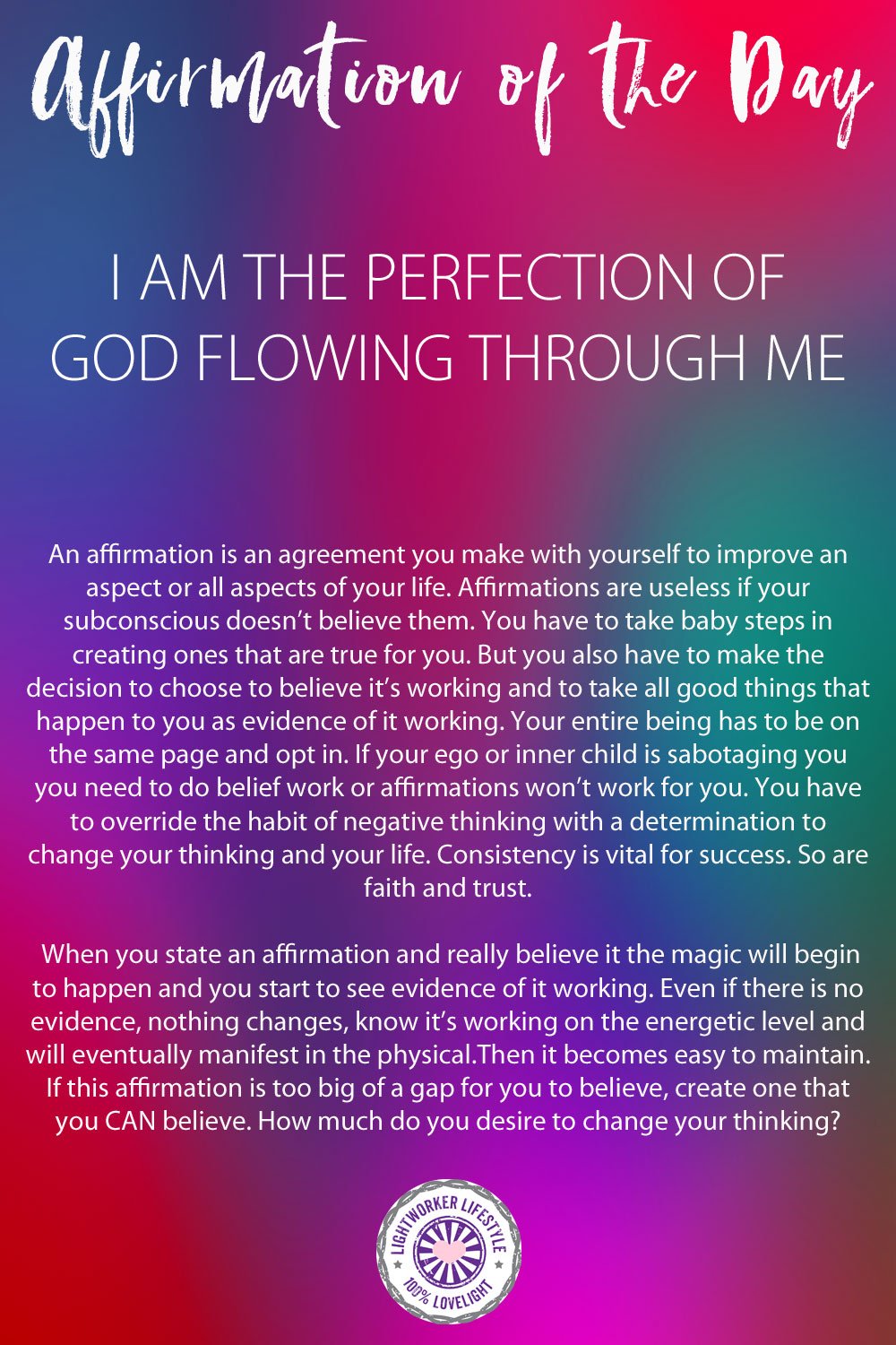 Affirmation of the Day - Perfection - Lightworker Lifestyle